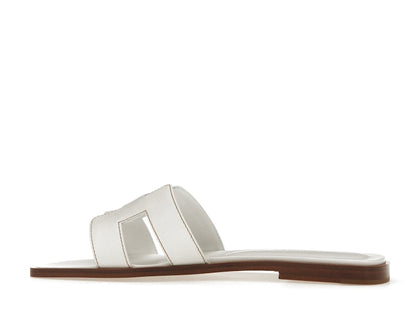 Hermes Oran Sandal Blanc Box Calfskin Leather