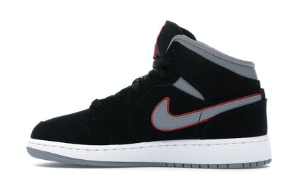 Jordan 1 Mid Black Particle Grey Gym Red (GS)