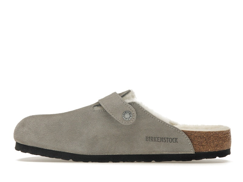 Birkenstock Boston Shearling Suede Stone Coin