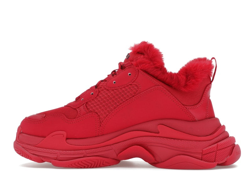 Balenciaga Triple S Faux Fur Burgundy
