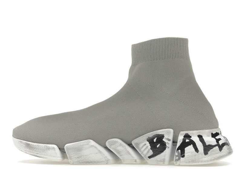 Balenciaga Speed 2.0 Graffiti Recycled Knit Grey White