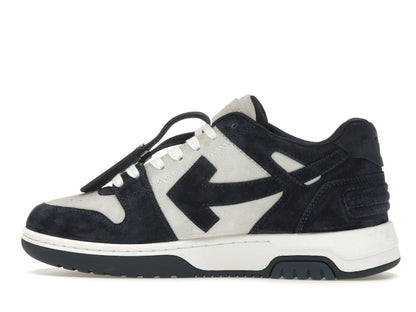 OFF-WHITE Out Of Office OOO Low Tops White Navy Blue Suede