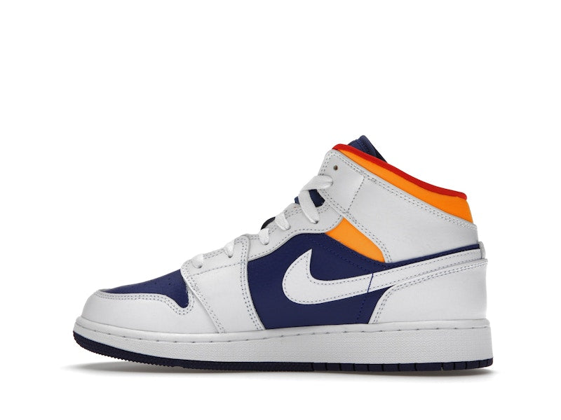 Jordan 1 Mid White Laser Orange Deep Royal Blue (GS)