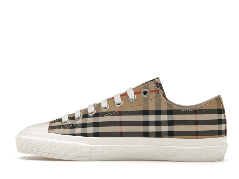Burberry Logo Print Vintage Check Cotton Sneakers Archive Beige (Women's)