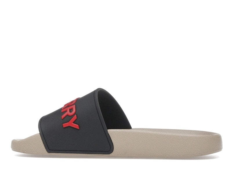 Burberry Embossed Logo Slide Black Red Tan (Women's)