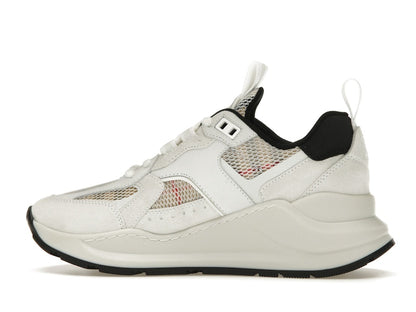 Burberry Logo Print Leather, Suede and Check Mesh Sneakers Archive Beige White (Women's)