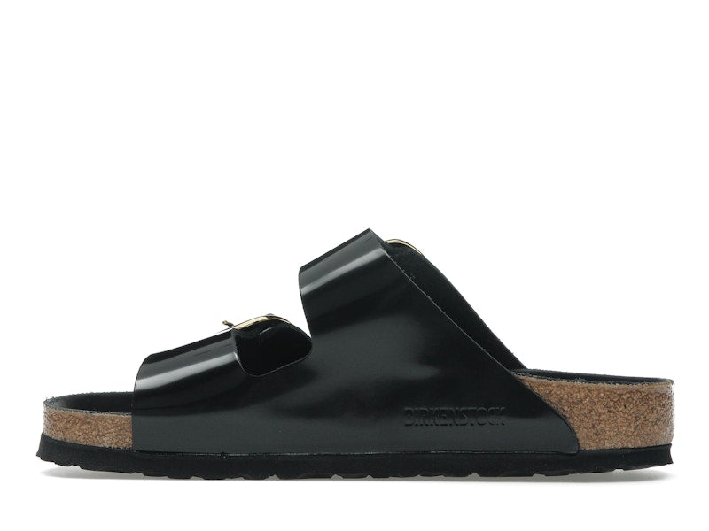 Birkenstock Arizona Big Buckle Natural Leather Patent Black Gold (Women's)
