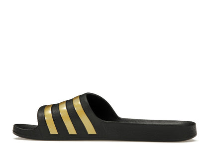 adidas Adilette Aqua Slides Core Black Gold Metallic
