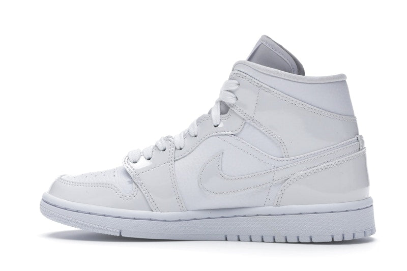 Jordan 1 Mid Triple White Patent Swoosh (Women's)