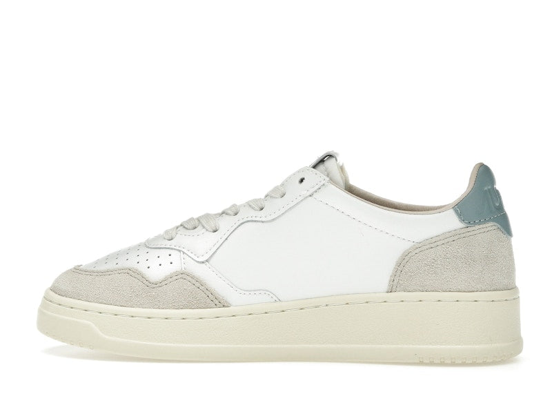 Autry Medalist Leather Low White Silver Blue Beige (Women's)