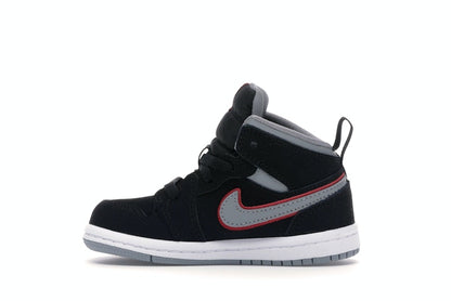 Jordan 1 Mid Black Particle Grey Gym Red (TD)