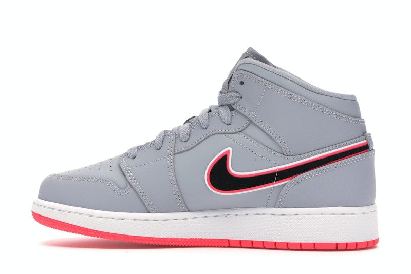 Jordan 1 Mid Wolf Grey Racer Pink Black (GS)