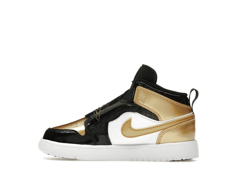 Sky Jordan 1 Mid Black Metallic Gold White (PS)