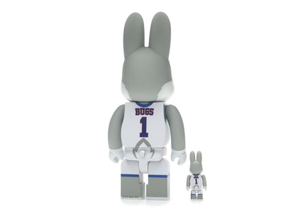 Bearbrick x Space Jam Rabbrick Bugs Bunny 100% & 400% Set Grey