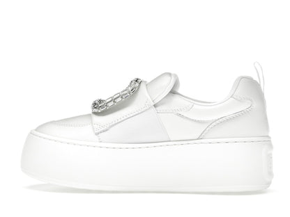 Roger Vivier Viv' Up White Crystal Buckle (Women's)