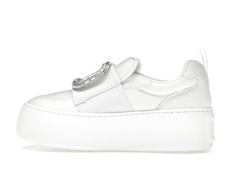 Roger Vivier Viv' Up White Crystal Buckle (Women's)