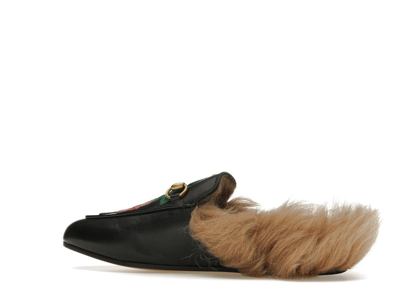 Gucci Floral Embroidered Princetown Mules Black (Women's)