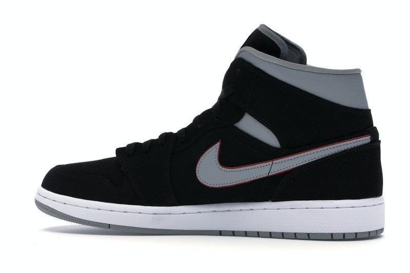 Jordan 1 Mid Black Particle Grey Gym Red