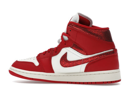 Jordan 1 Mid SE Red Cracked Leather (Women's)
