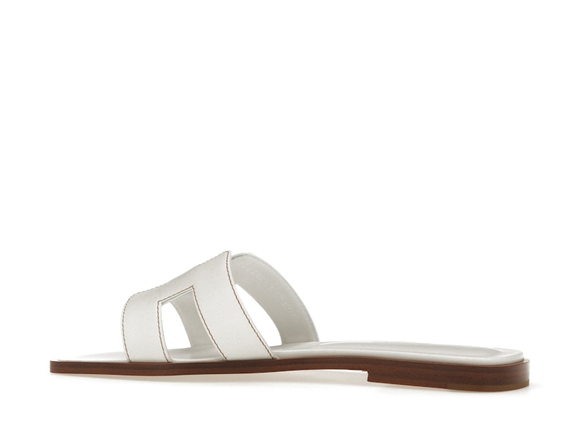 Hermes Oran Sandal Blanc Box Calfskin Leather