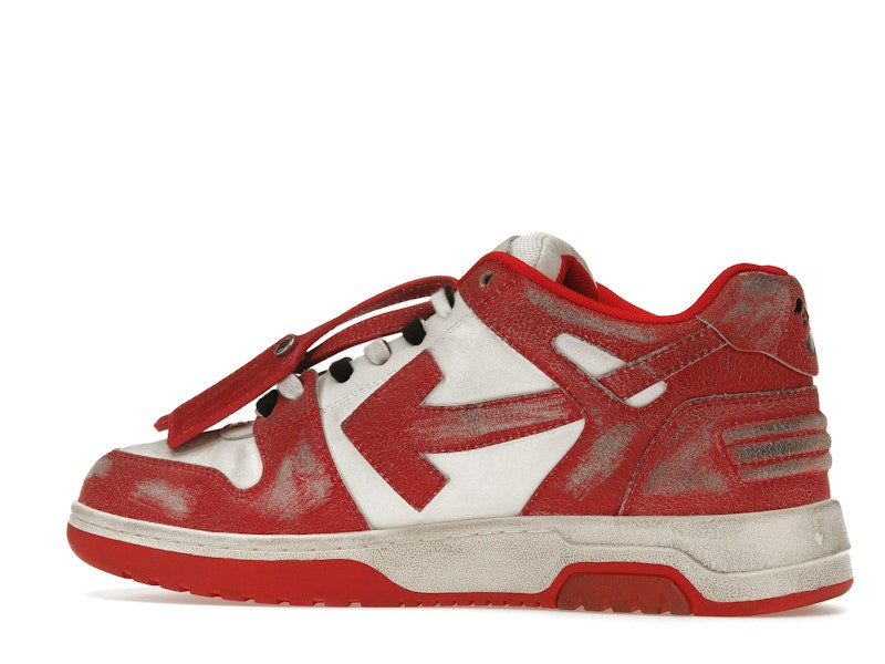 OFF-WHITE Out Of Office OOO Low Tops Red White Vintage Distressed Leather