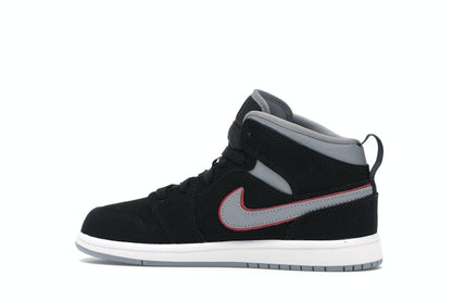 Jordan 1 Mid Black Particle Grey Gym Red (PS)