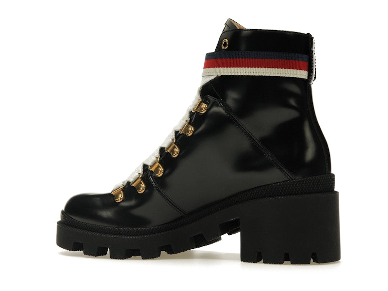 Gucci Sylvie Web 55mm Ankle Boot Black Leather