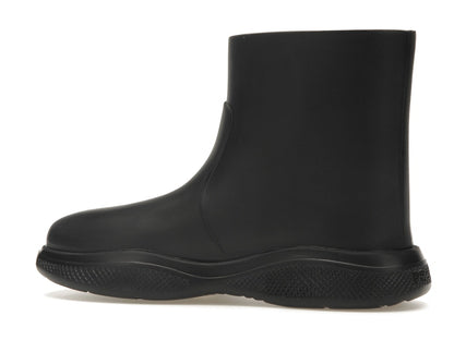 Prada Pull-On Rain Booties Black Rubber