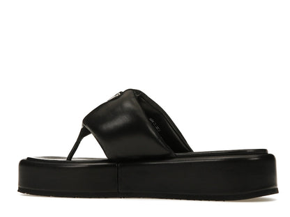 Prada Soft Padded 35mm Thong Wedge Sandals Black Nappa Leather