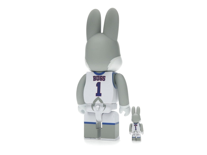Bearbrick x Space Jam Rabbrick Bugs Bunny 100% & 400% Set Grey