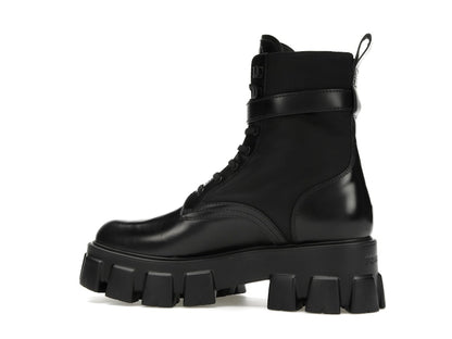 Prada Monolith 55mm Pouch Ankle Boots Black Leather