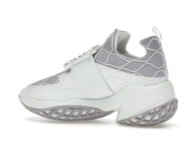 Roger Vivier Viv' Run Fabric White Purple Crystal Buckle (Women's)