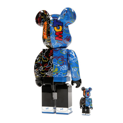 Bearbrick x BAPE Line Camo Shark 100% & 400% Set Blue/Black
