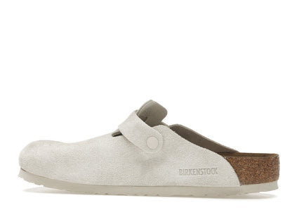 Birkenstock Boston Soft Footbed Suede Antique White