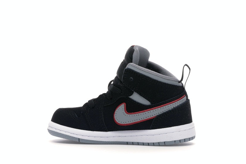 Jordan 1 Mid Black Particle Grey Gym Red (TD)