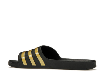 adidas Adilette Aqua Slides Core Black Gold Metallic