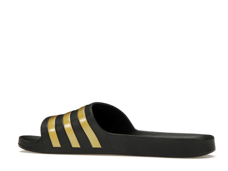 adidas Adilette Aqua Slides Core Black Gold Metallic