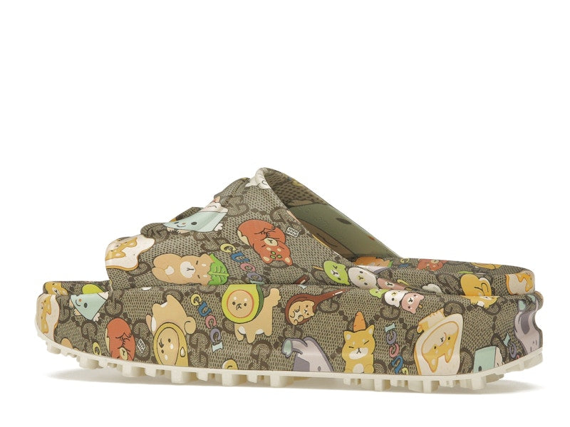 Gucci x Pikarar GG Animal Print Slide Beige Multi (Women's)
