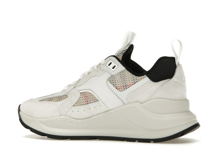 Burberry Logo Print Leather, Suede and Check Mesh Sneakers Archive Beige White (Women's)