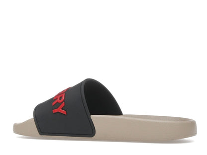 Burberry Embossed Logo Slide Black Red Tan (Women's)