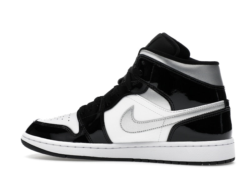 Jordan 1 Mid SE Patent Black White Metallic Silver Metallic Gold