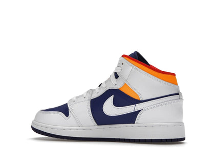 Jordan 1 Mid White Laser Orange Deep Royal Blue (GS)