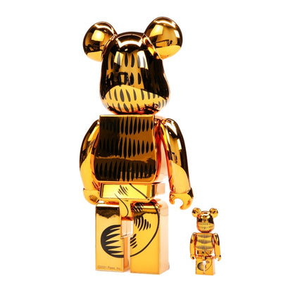 Bearbrick Garfield 100% & 400% Set Gold Chrome Ver.