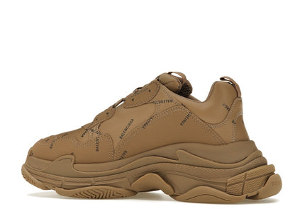 Balenciaga All Over Logo Triple S Beige