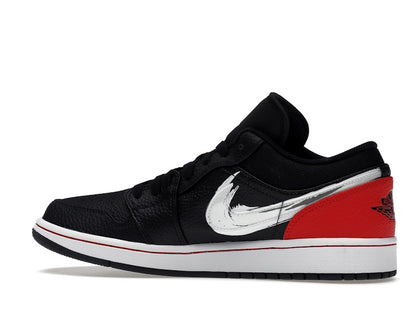 Jordan 1 Low Brushstroke Swoosh Black