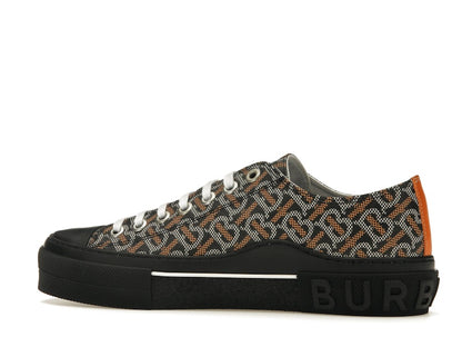 Burberry Monogram Pattern Low Top Black Orange Canvas