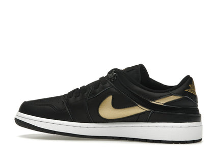 Jordan 1 Low FlyEase Black White Metallic Gold
