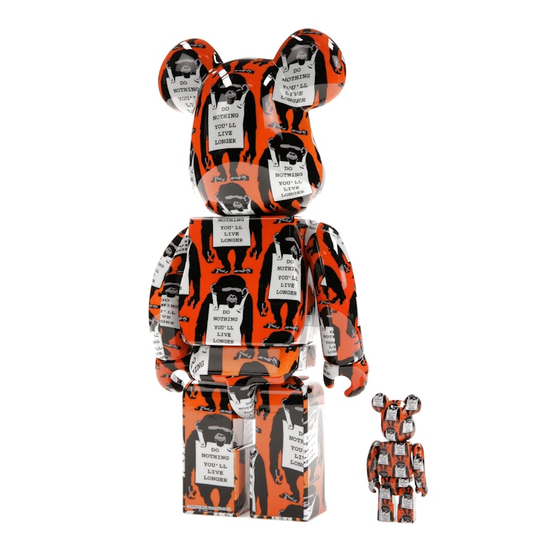 Bearbrick Monkey Sign 100% & 400% Set Orange