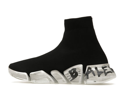 Balenciaga Speed 2.0 Graffiti Recycled Knit Black White