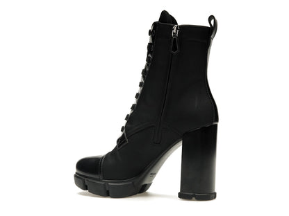 Prada 110 mm Nylon Booties Black Brushed Leather